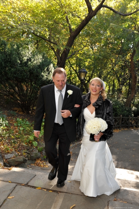 Bride and Dad at the top of the stairs by: Steve Worth